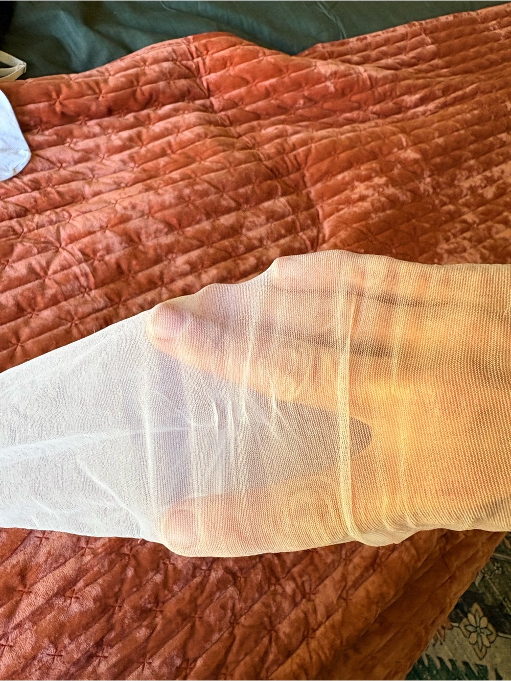 Sheer White Thigh-High Stockings with Garters - Picture 8 of 8